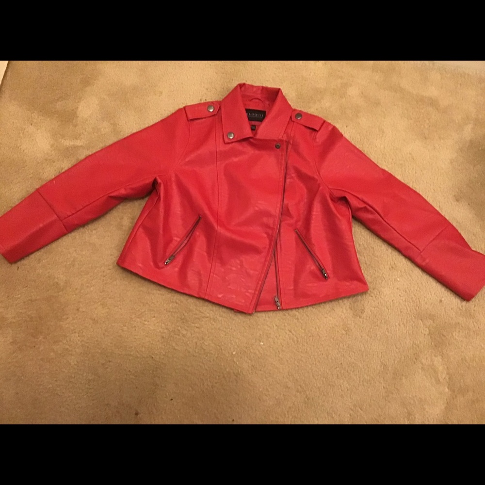 Red leather motor jacket